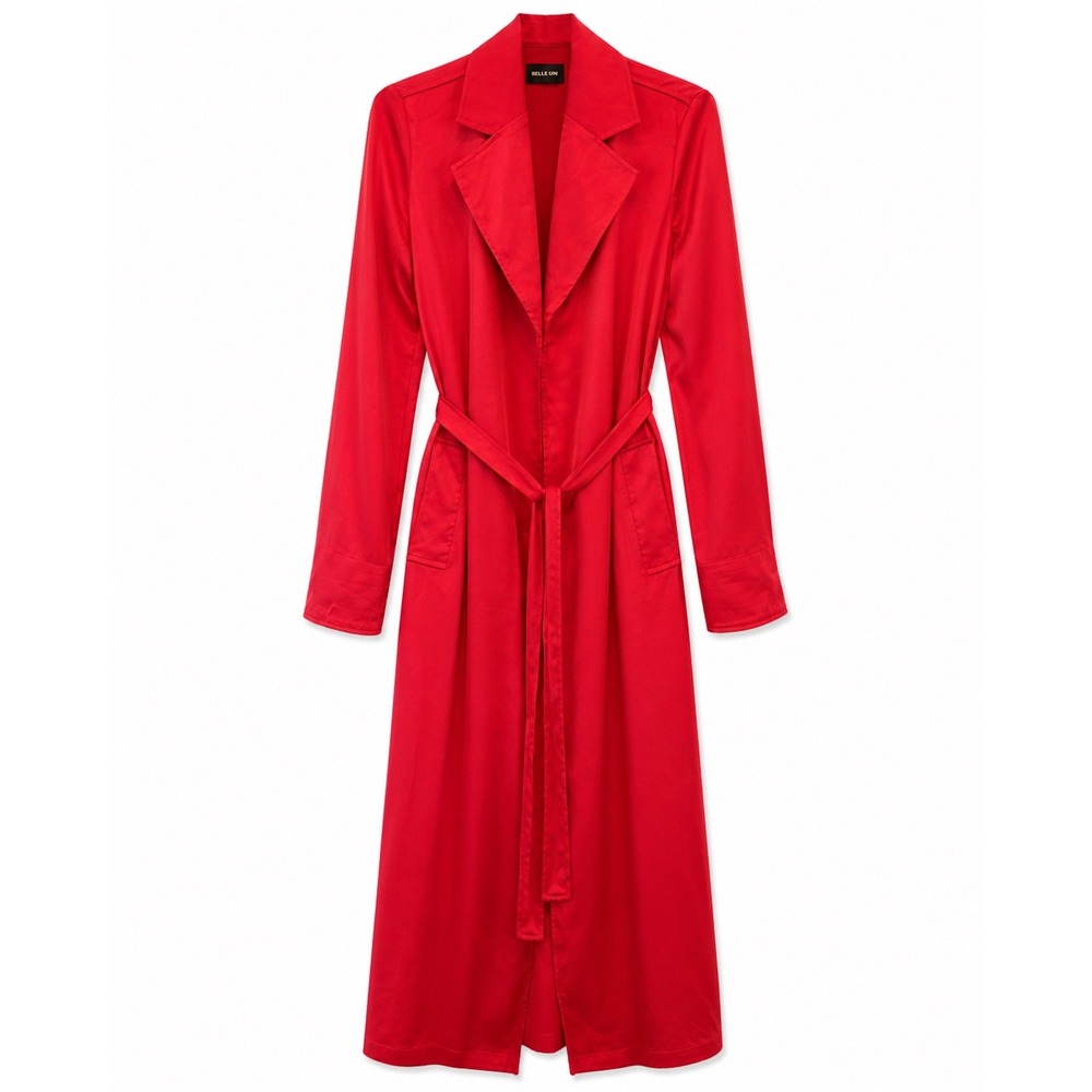 Gabrielle Union Red Duster Coat Long Belted Trench Jacket XS New 1816